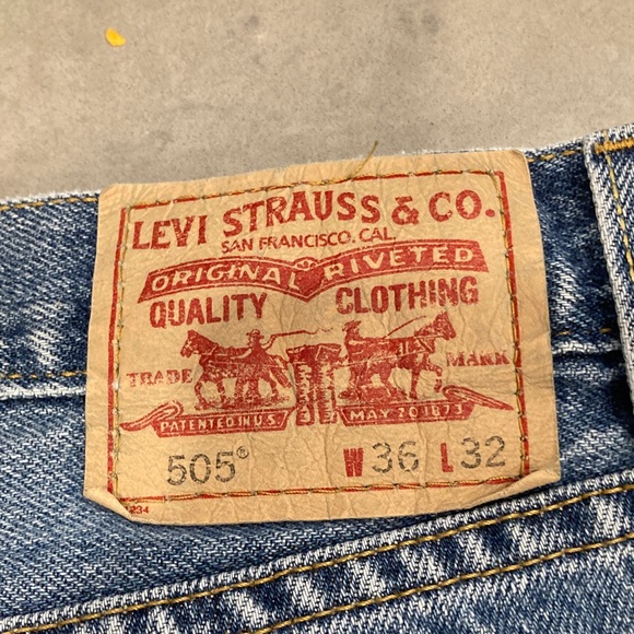 Levi's Other - Levi's Classic Straight Blue Jeans frayed hem